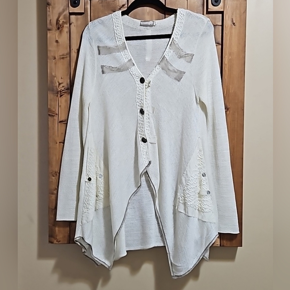 Caty Lesca Knit Lace Cardigan Sweater Size 3